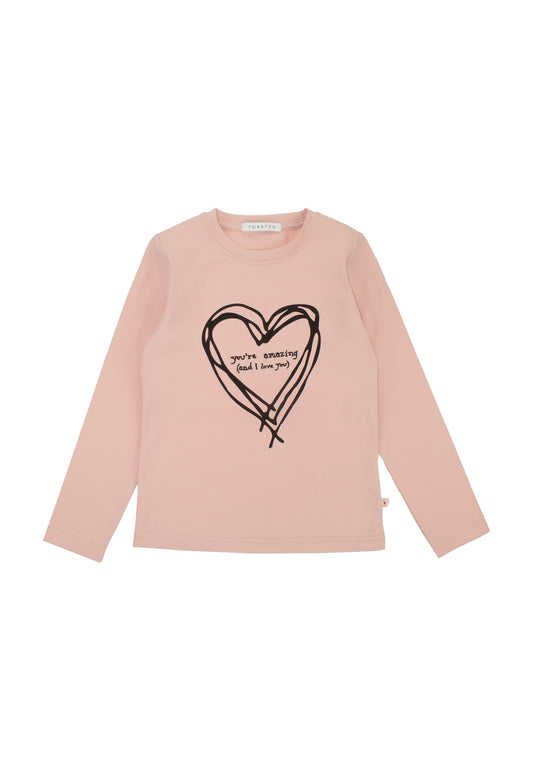 Maglietta bambina cuore nero con scritta in un design elegante e moderno per look casual.