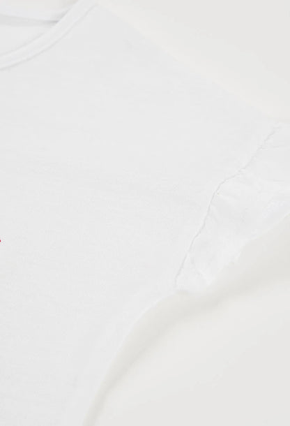 Maglietta bambina in jersey di cotone bianco - BOBOLI