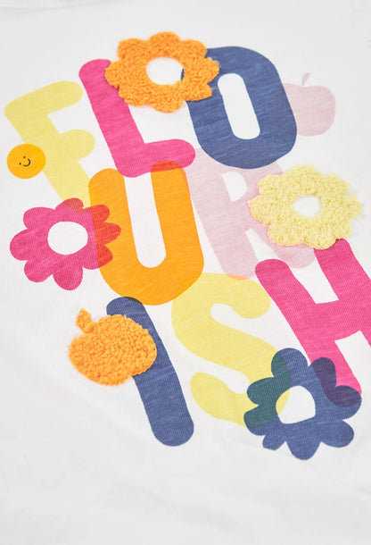 Maglietta bambina manica lunga bianco a punto - BOBOLI