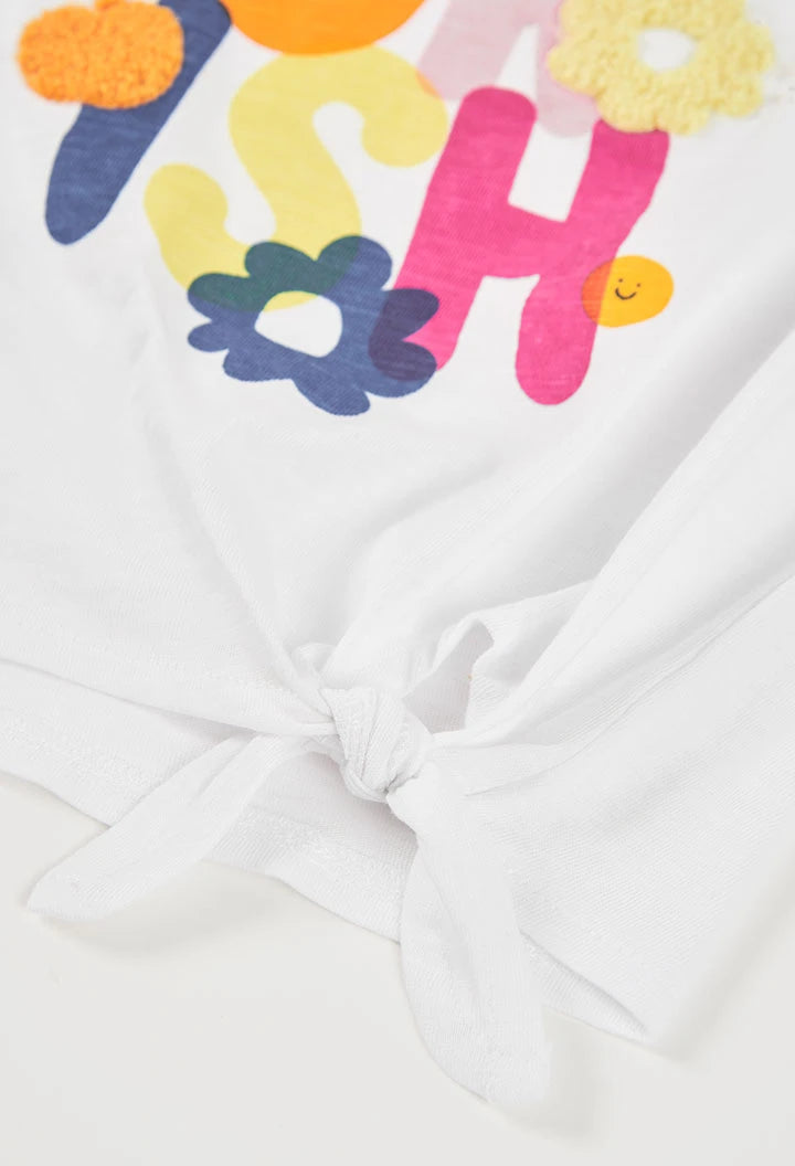 Maglietta bambina manica lunga bianco a punto - BOBOLI