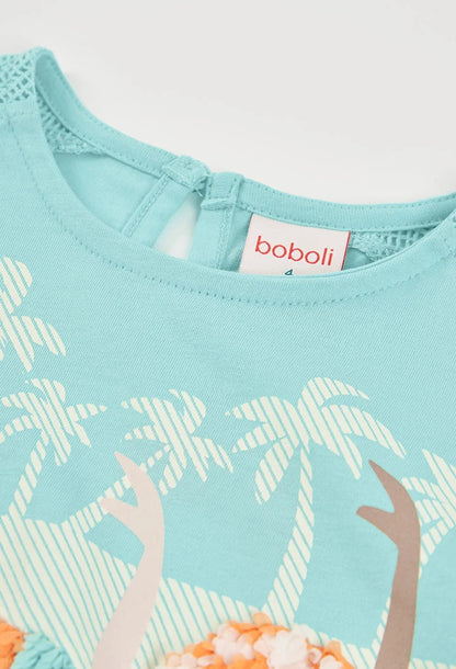 Maglietta bambina tricot turchese - BOBOLI