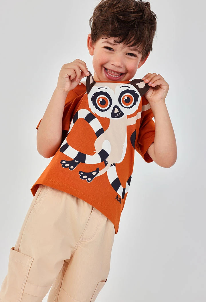 Maglietta arancione con stampa per bambino – BOBOLI