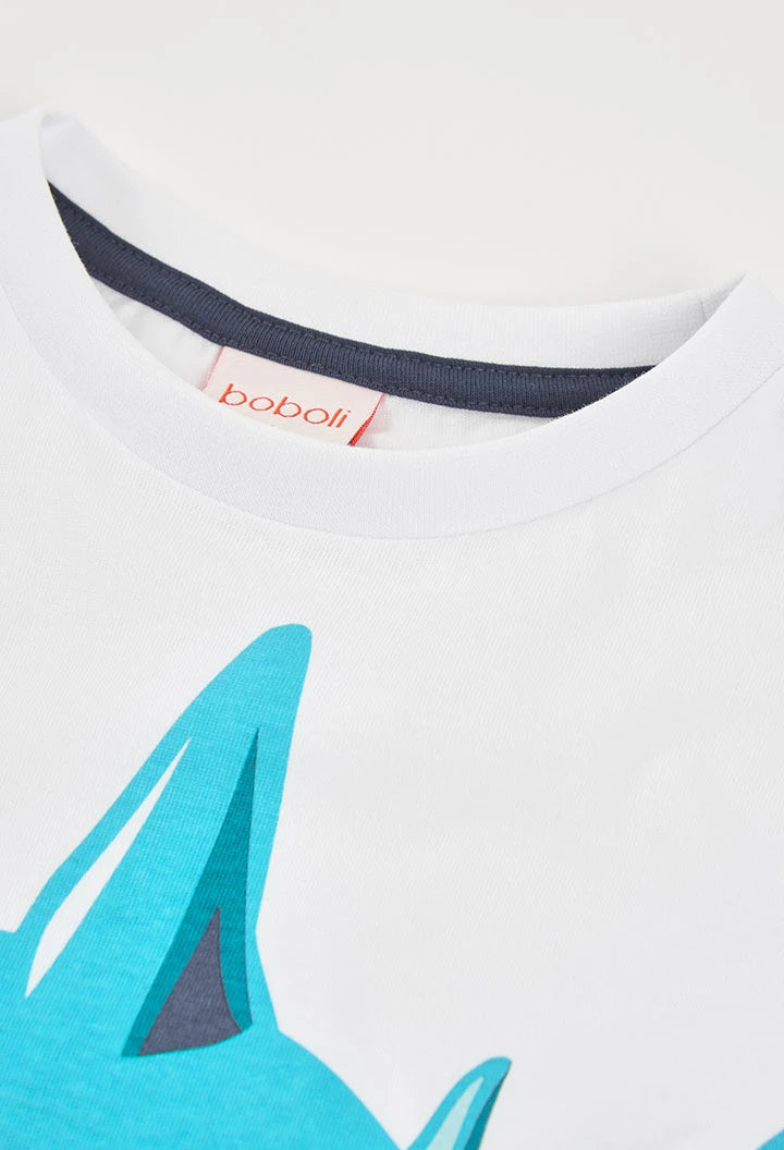 Maglietta bambino cotone bianco squalo – BOBOLI - OOPS by BabyBimbo 0-16
