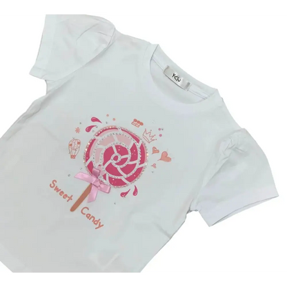 MAGLIETTA BIANCA LOLLIPOP Y-CLU 406TYFBS25 - OOPS by BabyBimbo 0-16