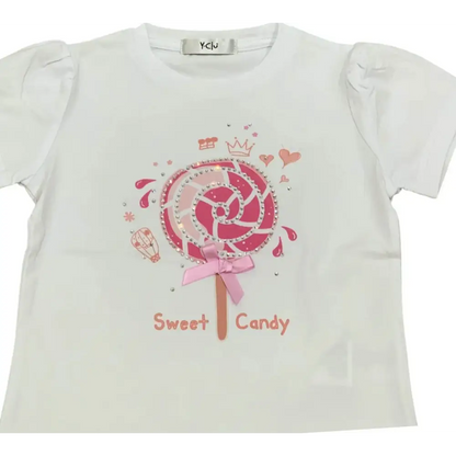 MAGLIETTA BIANCA LOLLIPOP Y-CLU 406TYFBS25 - OOPS by BabyBimbo 0-16