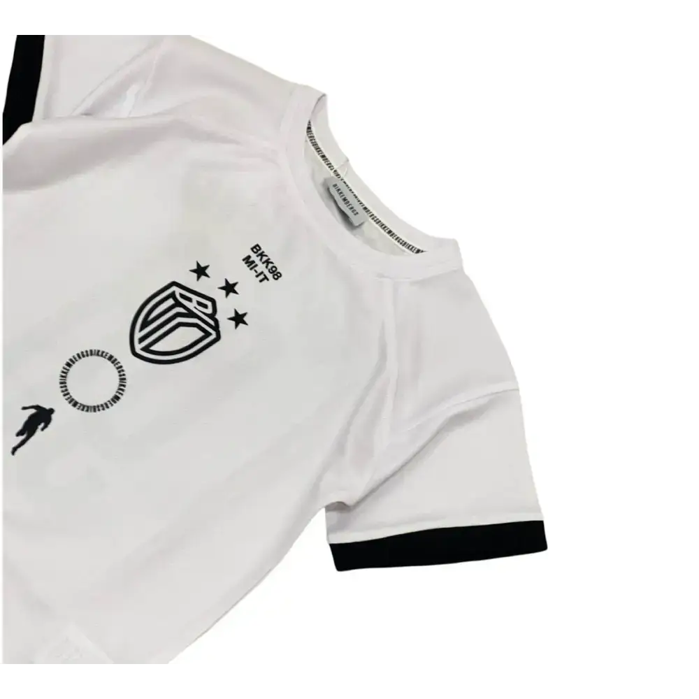 Maglietta Bikkembergs bambino bianca con dettagli neri e logo frontale in stile sportivo