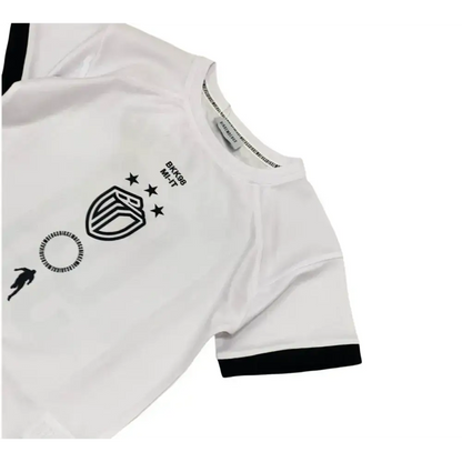 Maglietta Bikkembergs bambino bianca con dettagli neri e logo frontale in stile sportivo