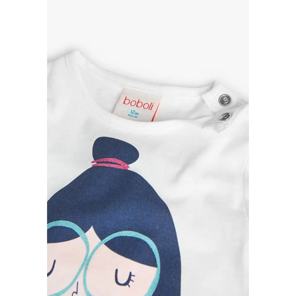 Maglietta di cotone Bianca per Bimba Boboli 299044Bia - OOPS by BabyBimbo 0-16