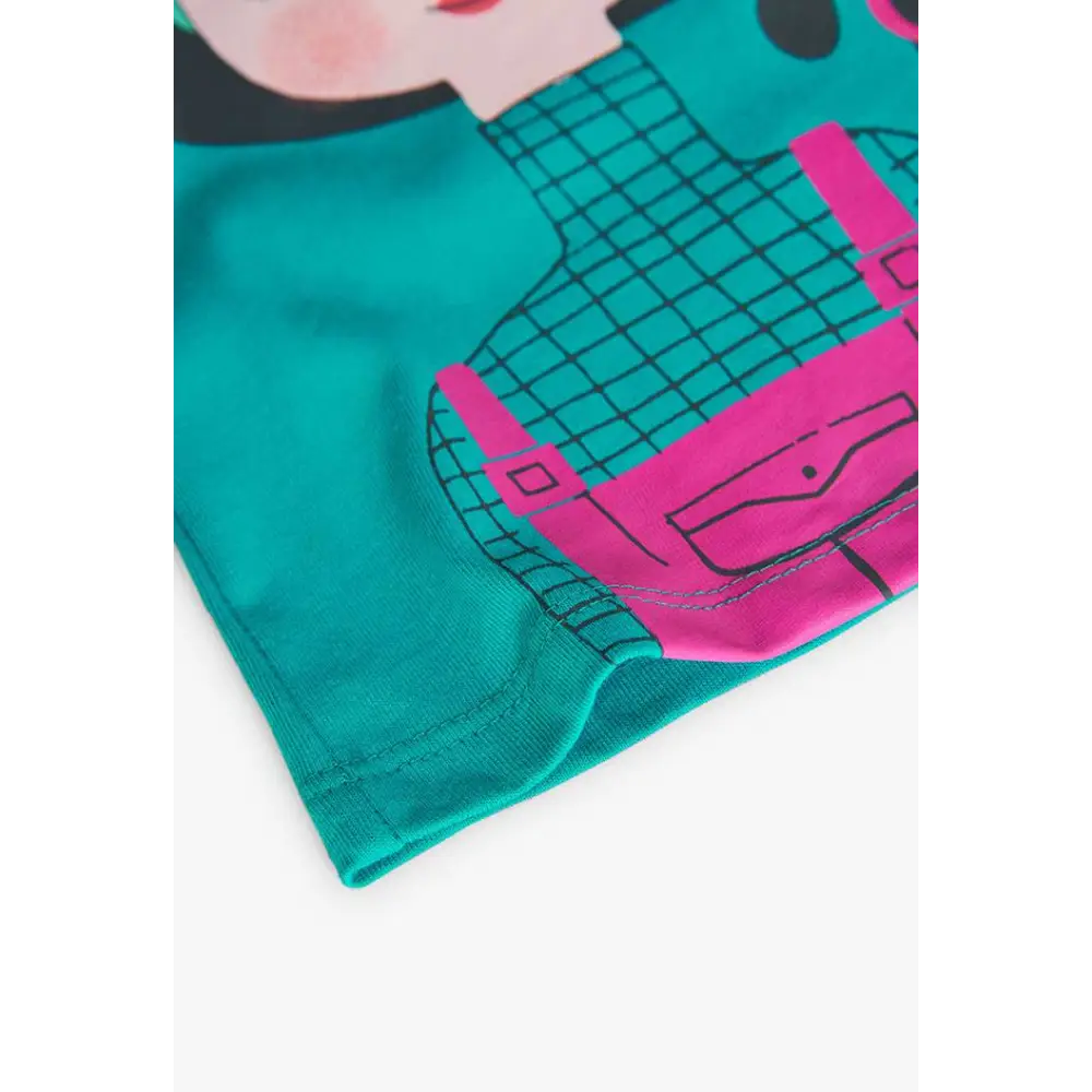 Maglietta di cotone turchese per Bimba Boboli 299044tur - OOPS by BabyBimbo 0-16