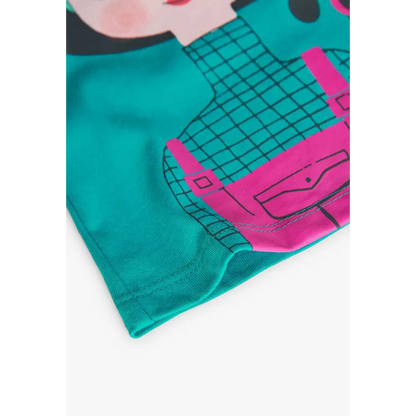 Maglietta di cotone turchese per Bimba Boboli 299044tur - OOPS by BabyBimbo 0-16