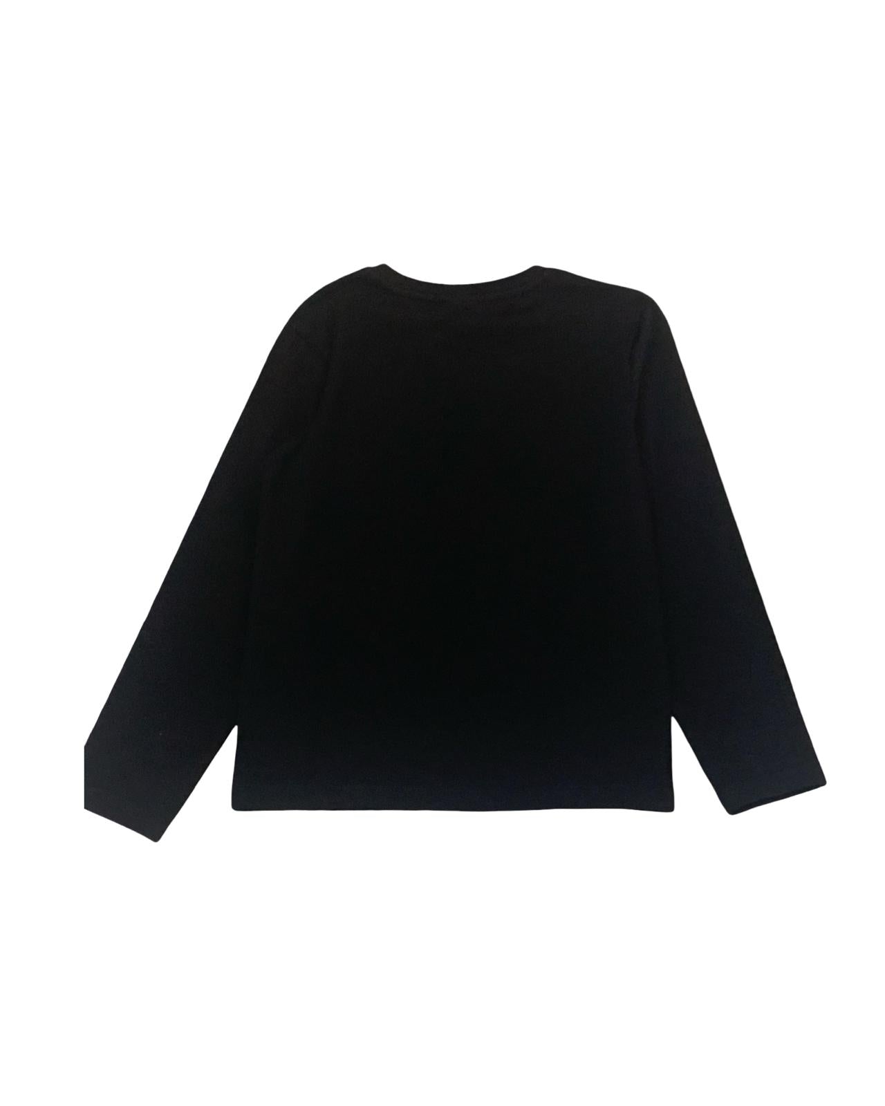 Maglietta Freddy nera manica lunga bambina, design semplice con maniche lunghe per comfort quotidiano