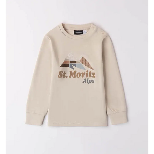 Maglietta girocollo colore Beige per bambino Da 12mesi a 8anni Sarabanda 0A148 - OOPS by BabyBimbo 0-16