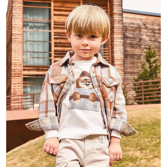 Maglietta girocollo colore Beige per bambino Da 12mesi a 8anni Sarabanda 0A146 - OOPS by BabyBimbo 0-16