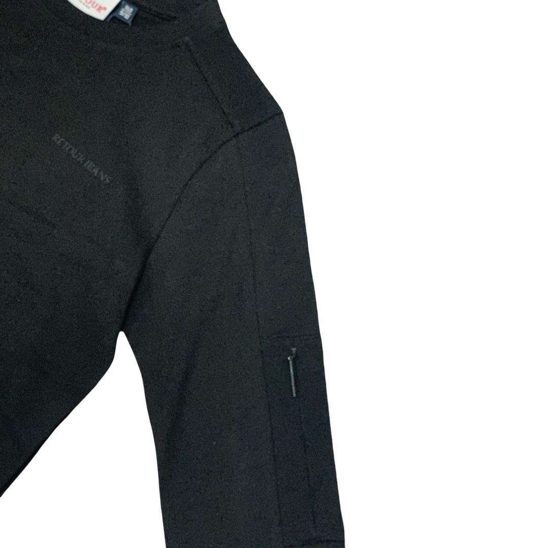 Felpa nera Retour con zip laterale, perfetta come maglietta girocollo nera ragazzo