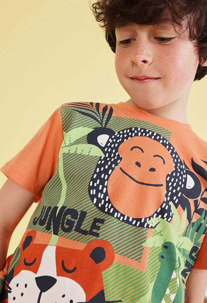 Maglietta in cotone arancione per bambino – BOBOLI