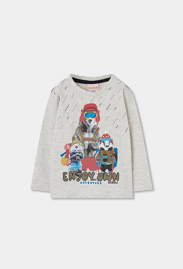 Maglietta in maglia bambino grezzo stampa animali – BOBOLI