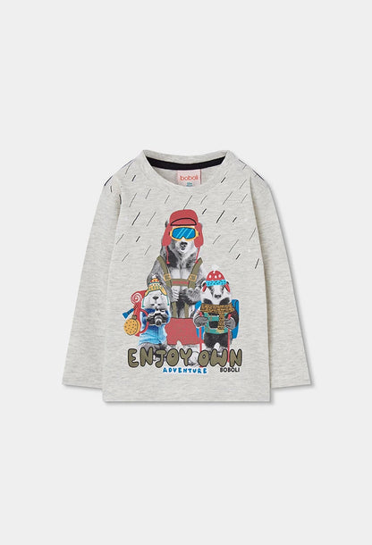 Maglietta in maglia bambino grezzo stampa animali – BOBOLI