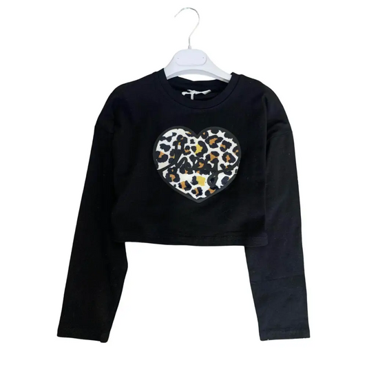 Maglietta nera cropped per bambina da 8anni a 16anni Y-Clu YFJF24t173 - OOPS by BabyBimbo 0-16