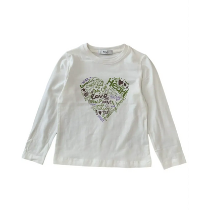 Maglietta panna con il cuore per bambina da 3anni a 7anni Y-Clu YFBF24t372 - OOPS by BabyBimbo 0-16