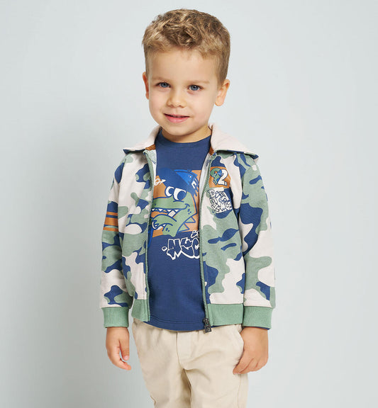 Sarabanda felpa bambino militare con cappuccio zip