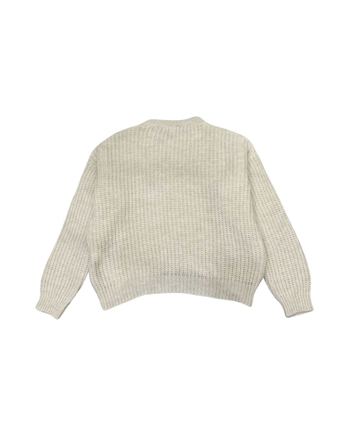 Maglione ecru ragazza con design morbido e struttura a coste, ideale per l'inverno