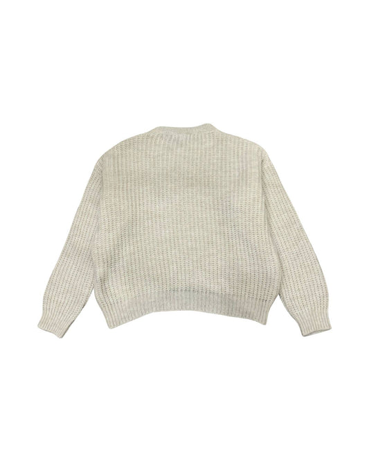 Maglione ecru ragazza con design morbido e struttura a coste, ideale per l'inverno