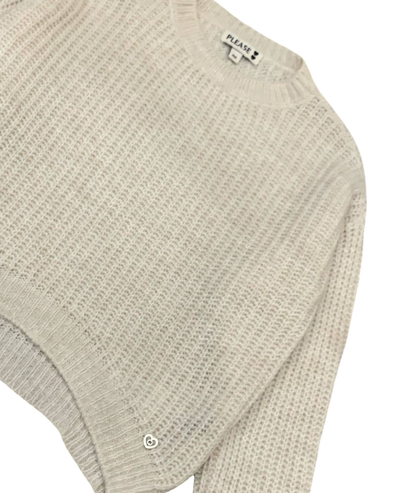 Maglione ecru ragazza di Please con design a rete e maniche lunghe per look trendy