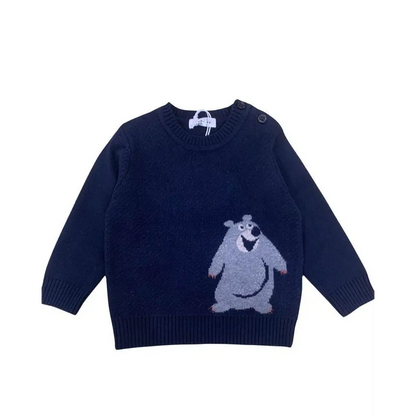 Maglione girocolla blu per neonato da 6mesi a 24mesi Y-Clù BYN10714 - OOPS by BabyBimbo 0-16