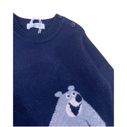 Maglione girocolla blu per neonato da 6mesi a 24mesi Y-Clù BYN10714 - OOPS by BabyBimbo 0-16