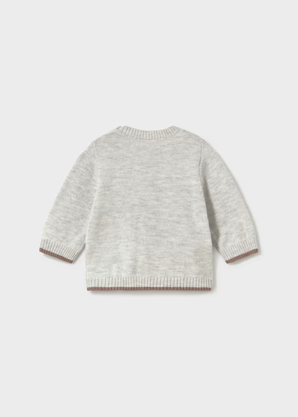 Maglione Jacquard Neonato Grigio con Orsetto – Girocollo