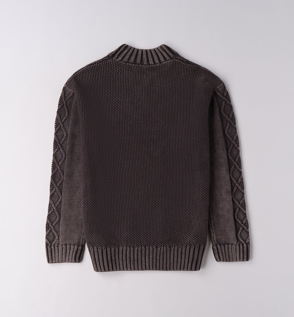 Maglione moda ragazzi inverno Sarabanda grigio con design a coste e maniche lavorate