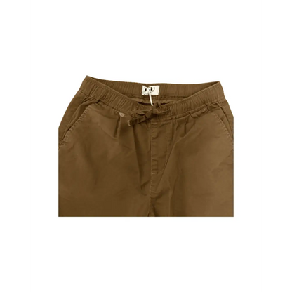 pantaloni bruciato ragazzo 8-16 anni in cotone marrone con vita elasticizzata e coulisse tasche frontali
