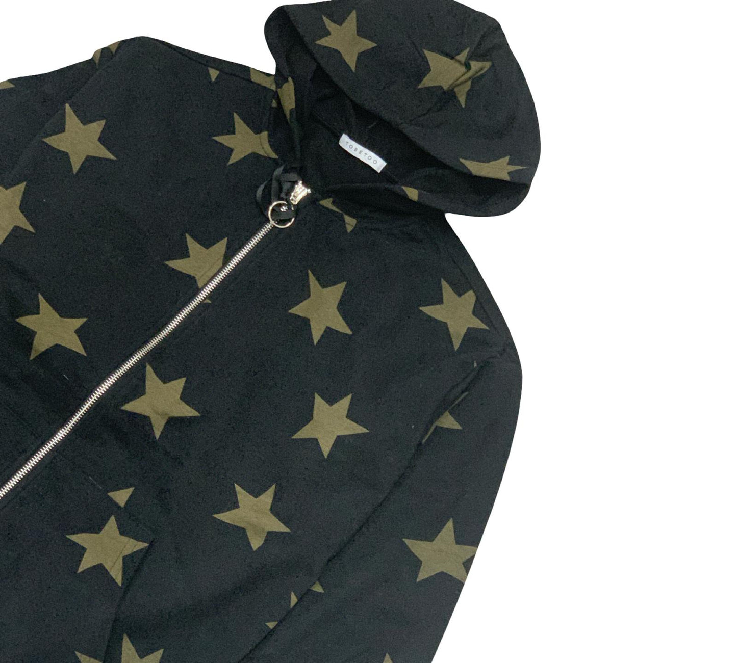 Felpa Tobetoo maxifelpa oversize bambino stelle in nero con motivo a stelle verdi