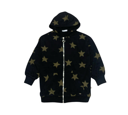 Maxifelpa oversize bambino stelle nera con cappuccio e zip, ideale per stili casual