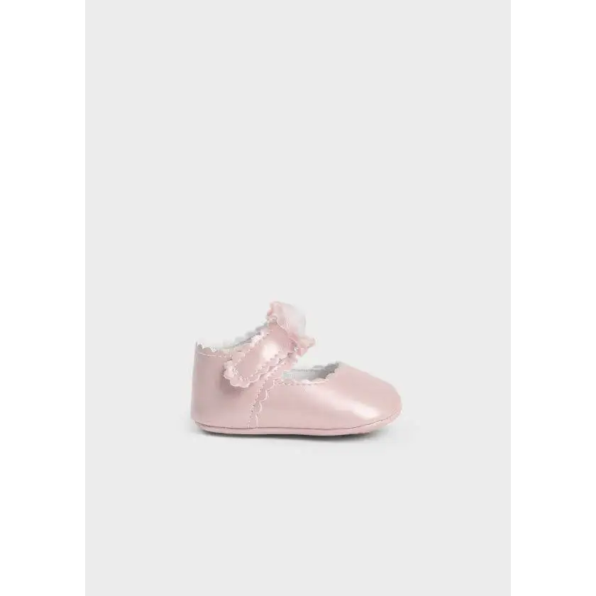 Ballerine neonata Mayoral rosa con fiocco in tessuto morbido per primi passi della bambina