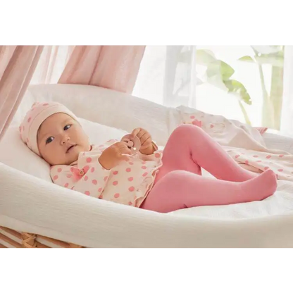 Completo neonata Mayoral Better Cotton con body a pois rosa e leggings coordinati