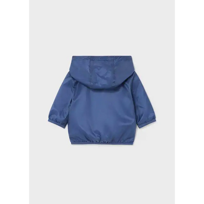 giubbotto reversibile bimbo Mayoral blu con cappuccio maniche lunghe orlo elasticizzato vista posteriore