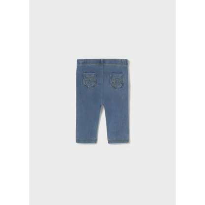 Leggings neonata Mayoral 0-18 mesi in tessuto denim elasticizzato con tasche posteriori