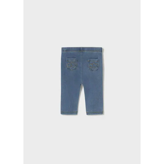 Leggings neonata Mayoral 0-18 mesi in tessuto denim elasticizzato con tasche posteriori