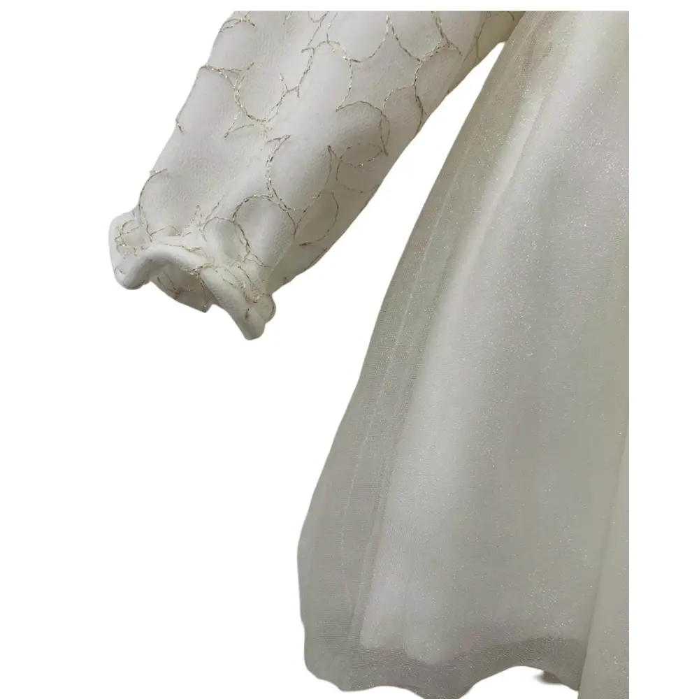 vestito tulle neonato Mayoral in bianco con manica ricamata polsino arricciato e gonna in tulle glitter