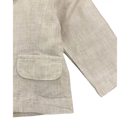 giacca elegante bimbo Minibanda beige in lino effetto canvas con tasca a pattina e manica lunga Sarabanda