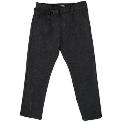 pantaloni eleganti ragazzo 8-16 anni neri Y-Clù con cintura regolabile taglio slim e tasche laterali