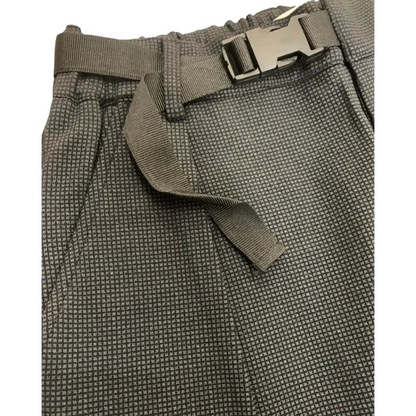 Y Clu pantaloni eleganti ragazzo 8-16 anni grigio microcheck con cintura regolabile e tasche