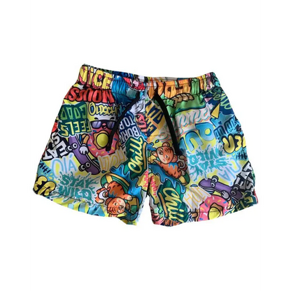 costume boxer bambino fantasia mare Mousse con stampa colorata di pesci e cartoni elastico in vita