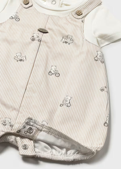 Pagliaccetto Neonato Mezza Manica Orsetti Beige Latte in Cotone - Mayoral