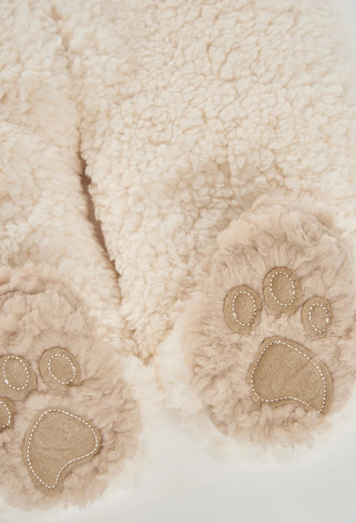 Tutina Neonato in Pelliccia di Agnello Grezza con Pecore e Zip Frontale