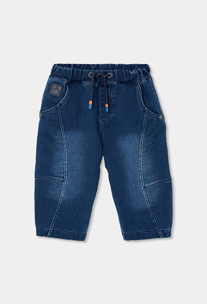 Pantalone denim bambino blu con cordoncino – BOBOLI