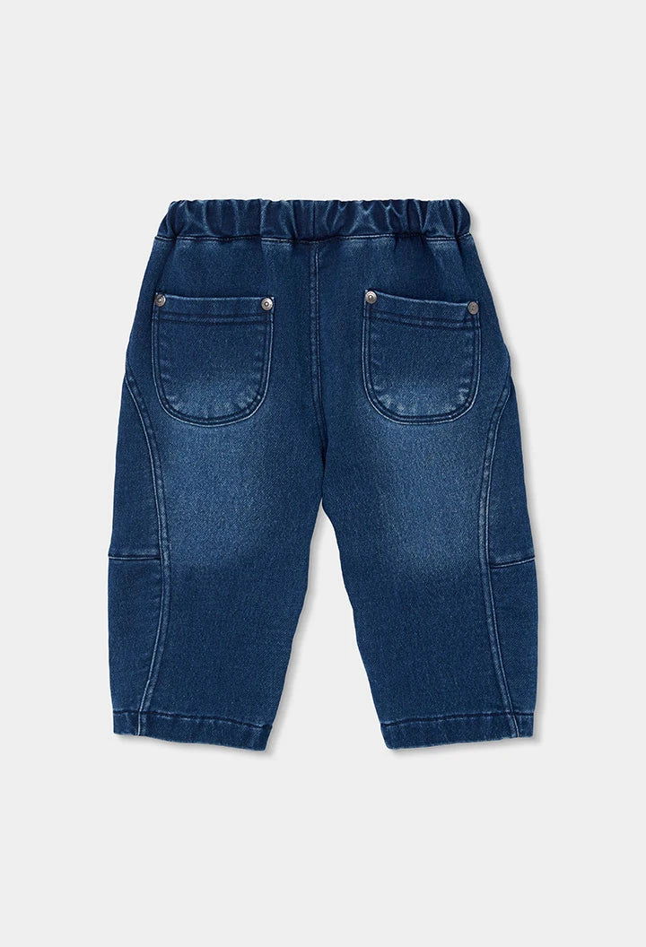 Pantalone denim bambino blu con cordoncino – BOBOLI