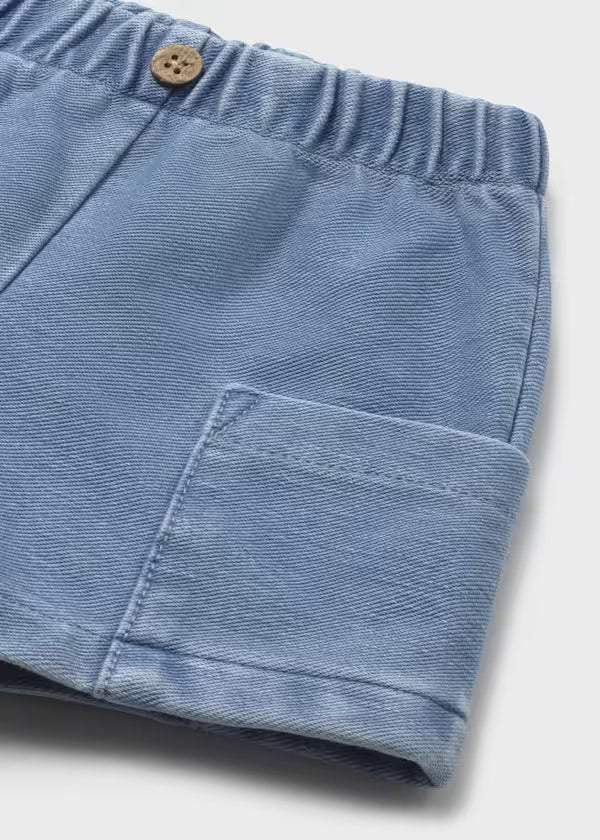 Pantaloncino Corto Neonato Effetto Jeans Stretch con Elastico in Vita - Mayoral - OOPS by BabyBimbo 0-16