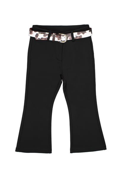 Pantalone Bambina TOBETOO Nero Modello Zampa Stretch con Cintura Animalier